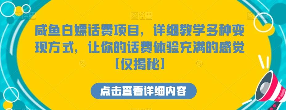 咸鱼白嫖话费项目，详细教学多种变现方式，让你的话费体验充满的感觉【仅揭秘】-泱泱学习社