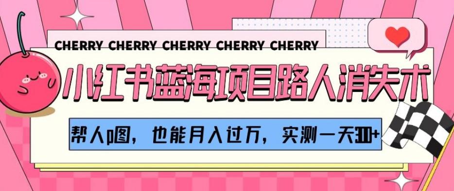 小红书蓝海项目路人消失术，帮人p图，也能月入过万，实测一天300+【揭秘】-泱泱学习社