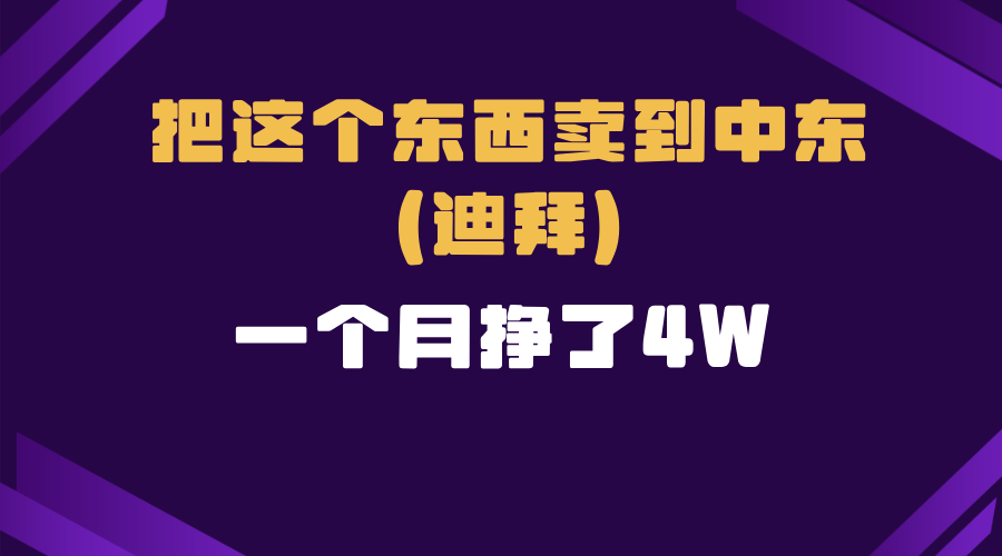 跨境电商一个人在家把货卖到迪拜，暴力项目拆解-泱泱学习社