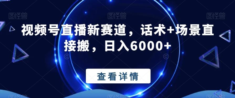 视频号直播新赛道，话术+场景直接搬，日入6000+-泱泱学习社