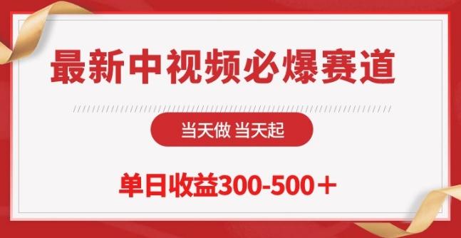 最新中视频必爆赛道，当天做当天起，单日收益300-500+【揭秘】-泱泱学习社