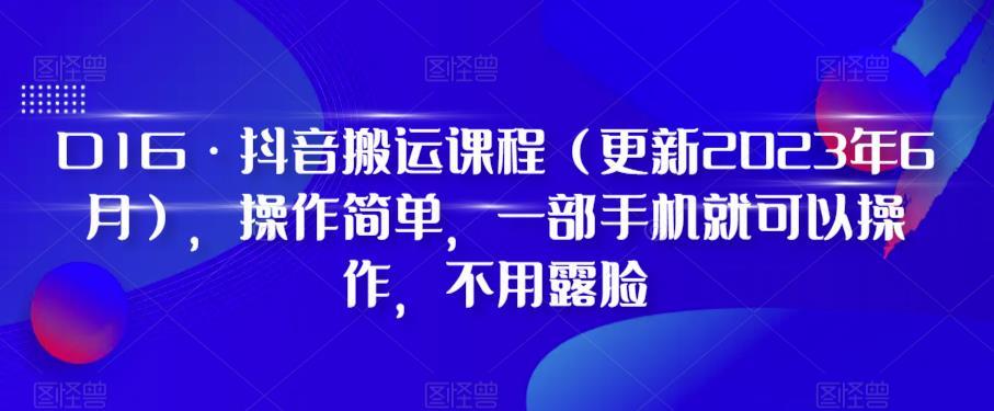 D1G·抖音搬运课程（更新2024年01月），操作简单，一部手机就可以操作，不用露脸-泱泱学习社