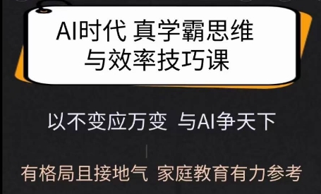 Ai时代真学霸思维与学习方法课，有格局且接地气，家庭教育有力参考-泱泱学习社