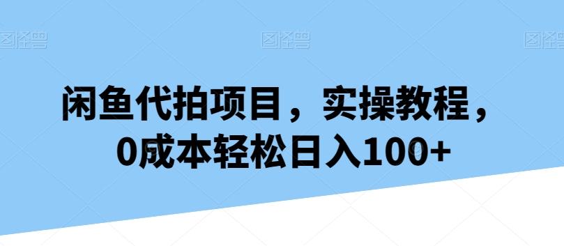 闲鱼代拍项目，实操教程，0成本轻松日入100+-泱泱学习社