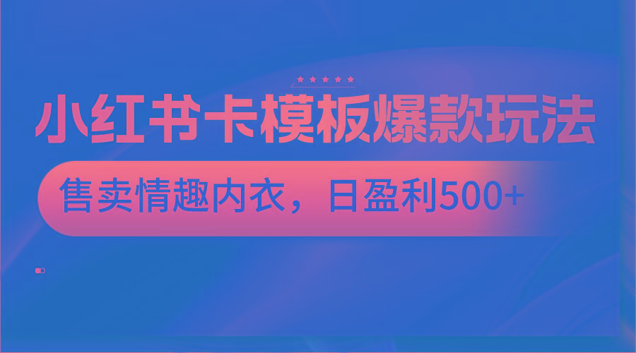小红书卡模板爆款玩法，售卖情趣内衣，日盈利500+-泱泱学习社