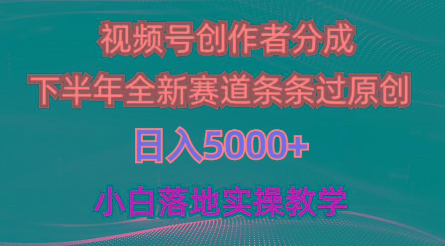 视频号创作者分成最新玩法，日入5000+  下半年全新赛道条条过原创，小…-泱泱学习社