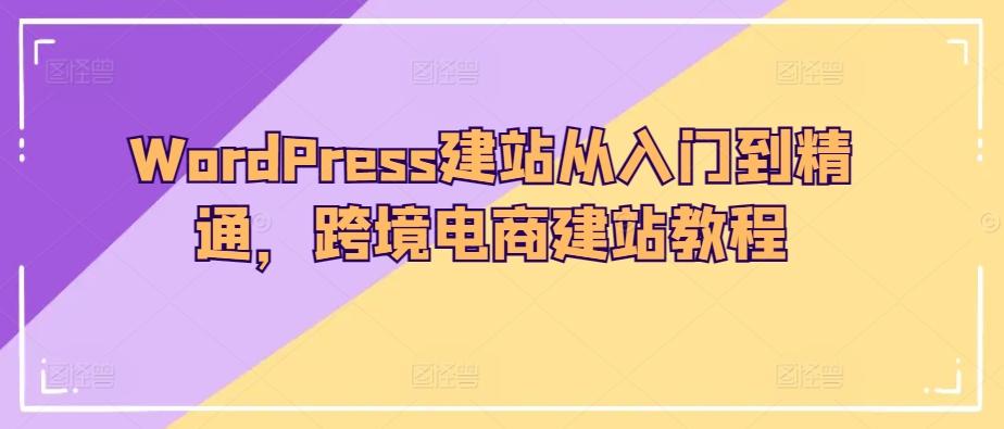WordPress建站从入门到精通，跨境电商建站教程-泱泱学习社