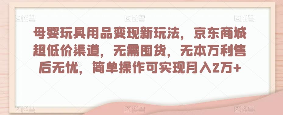 母婴玩具用品变现新玩法，京东商城超低价渠道，简单操作可实现月入2万+【揭秘】-泱泱学习社