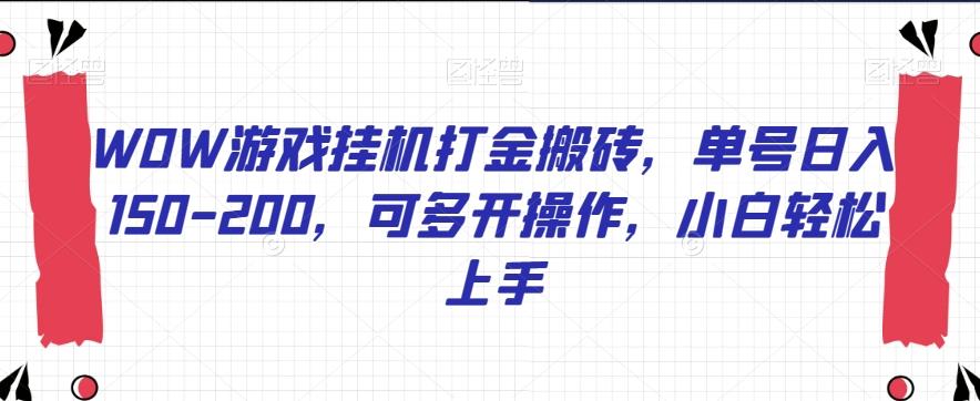 WOW游戏挂机打金搬砖，单号日入150-200，可多开操作，小白轻松上手【揭秘】-泱泱学习社