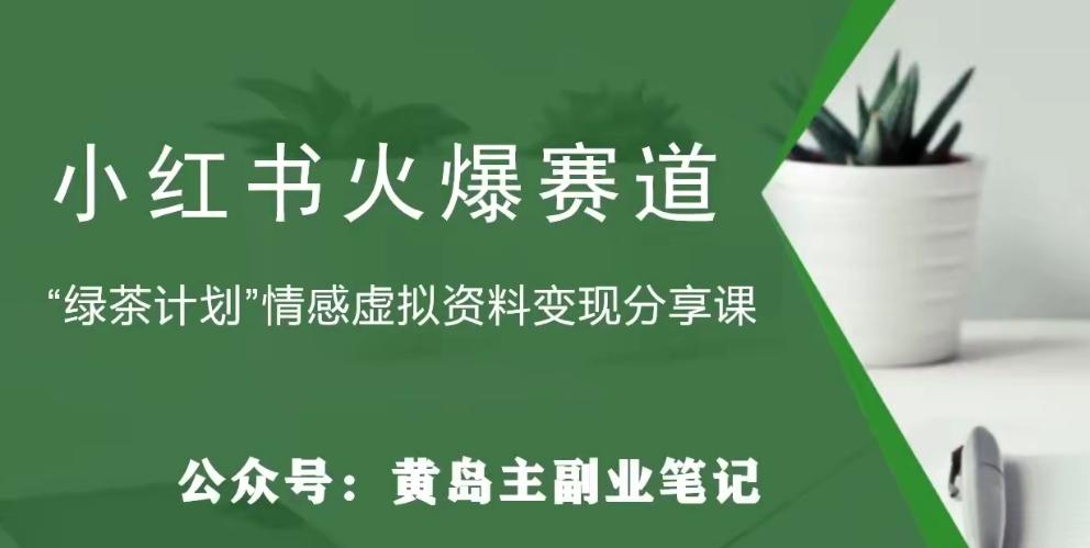 黄岛主·小红书绿茶计划情感虚拟资料变现项目，花我598买来拆解出来给你-泱泱学习社