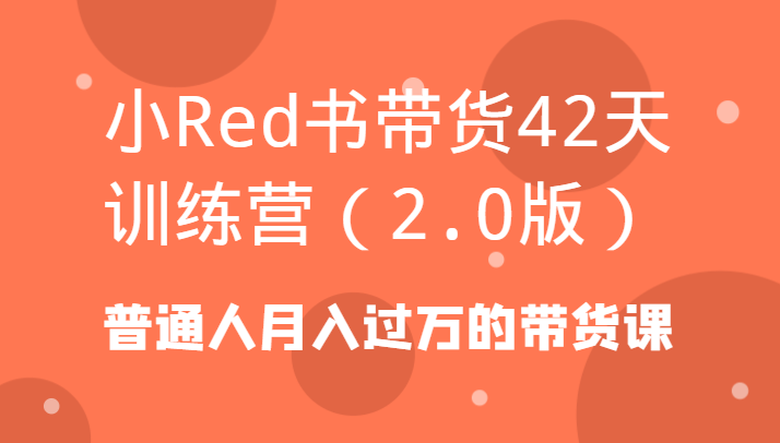 小Red书带货42天训练营(2.0版)普通人月入过万的带货课-泱泱学习社