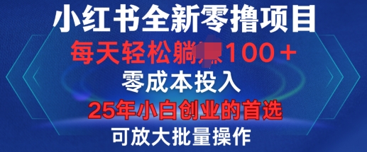 小红书全新纯零撸项目，只要有号就能玩，可放大批量操作，轻松日入100+【揭秘】-泱泱学习社