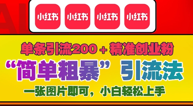 12月底小红书”简单粗暴“引流法，单条引流200+精准创业粉-泱泱学习社