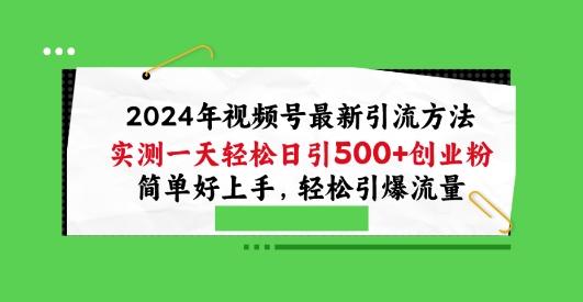2024年视频号最新引流方法，实测一天轻松日引100+创业粉，简单好上手，轻松引爆流量【揭秘】-泱泱学习社
