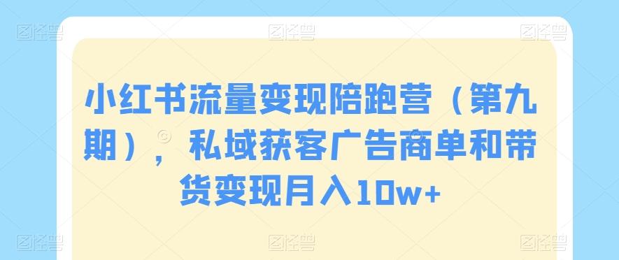 小红书流量变现陪跑营（第九期），私域获客广告商单和带货变现月入10w+-泱泱学习社