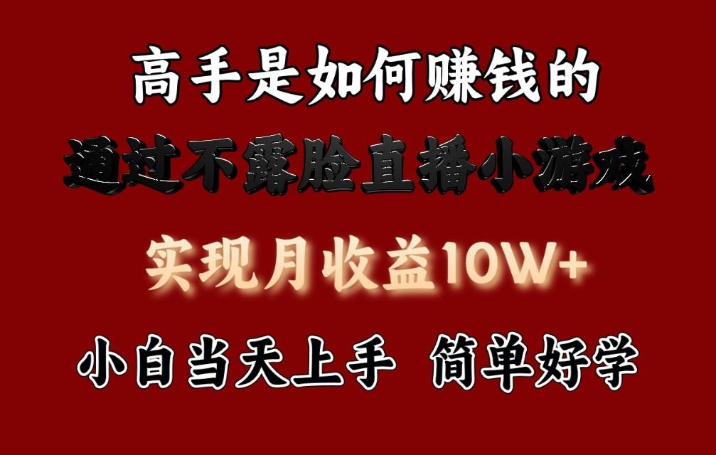 每天收益3800+，来看高手是怎么赚钱的，新玩法不露脸直播小游戏，小白当天上手-泱泱学习社