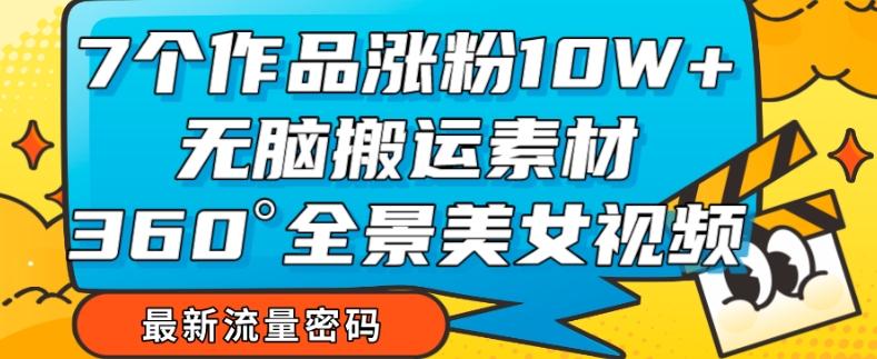 7个作品涨粉10W+，无脑搬运素材，全景美女视频爆款玩法分享【揭秘】-泱泱学习社