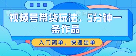 视频号带货玩法，5分钟一条作品，入门简单，快速出单【揭秘】-泱泱学习社