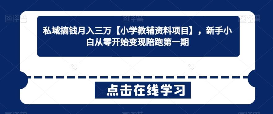 私域搞钱月入三万【小学教辅资料项目】，新手小白从零开始变现陪跑第一期-泱泱学习社