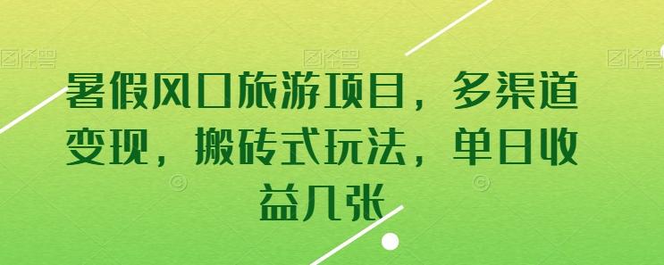 暑假风口旅游项目，多渠道变现，搬砖式玩法，单日收益几张【揭秘】-泱泱学习社