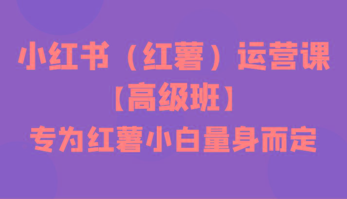 小红书(红薯)运营课【高级班】，专为红薯小白量身而定(42节课)-泱泱学习社