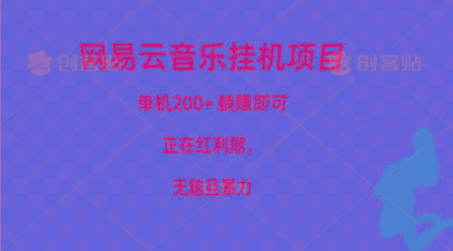 网易云音乐挂机项目，单机200+，躺赚即可，正在红利期，无脑且暴力-泱泱学习社