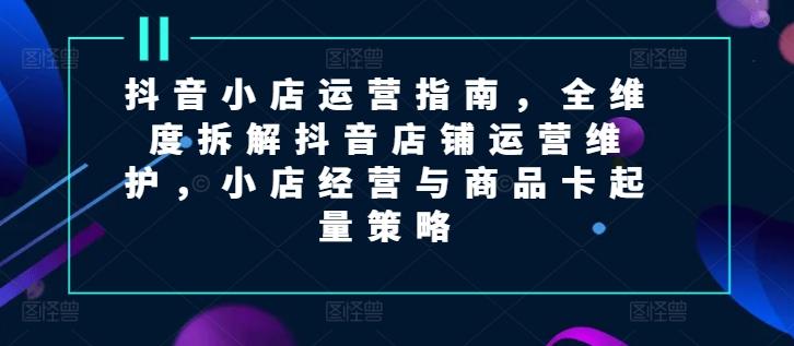 抖音小店运营指南，全维度拆解抖音店铺运营维护，小店经营与商品卡起量策略-泱泱学习社