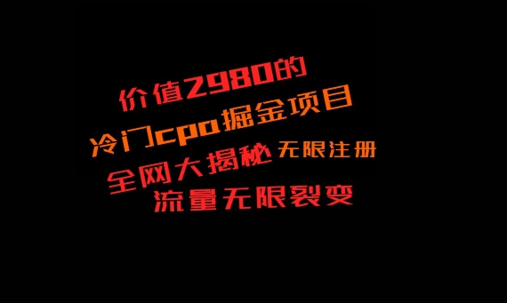价值2980的CPA掘金项目大揭秘，号称当天收益200+，不见收益包赔双倍-泱泱学习社