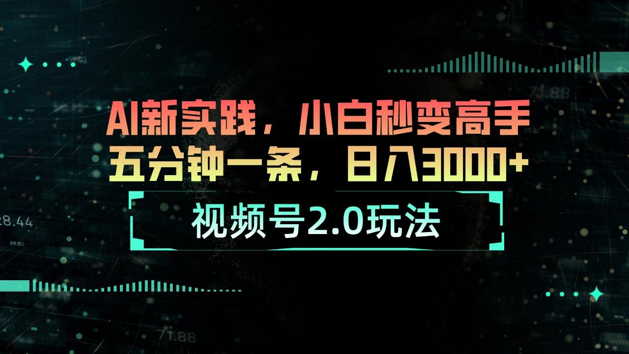 视频号2.0玩法 AI新实践，小白秒变高手五分钟一条，日入3000+-泱泱学习社