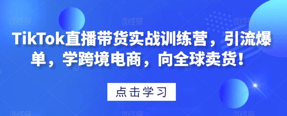 TikTok直播带货实战训练营，引流爆单，学跨境电商，向全球卖货！-泱泱学习社