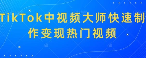 TikTok中视频大师快速制作变现热门视频-泱泱学习社