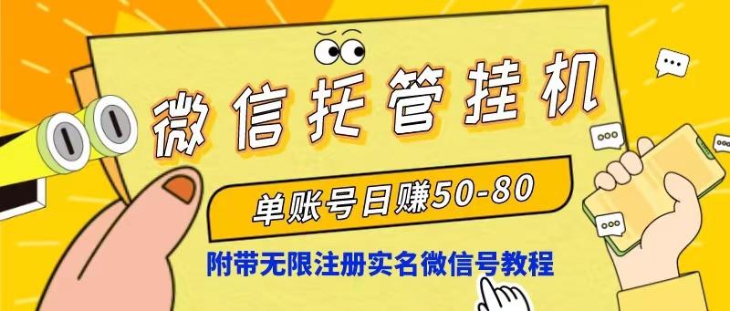 微信托管挂机，单号日赚50-80，项目操作简单(附无限注册实名微信号教程-泱泱学习社