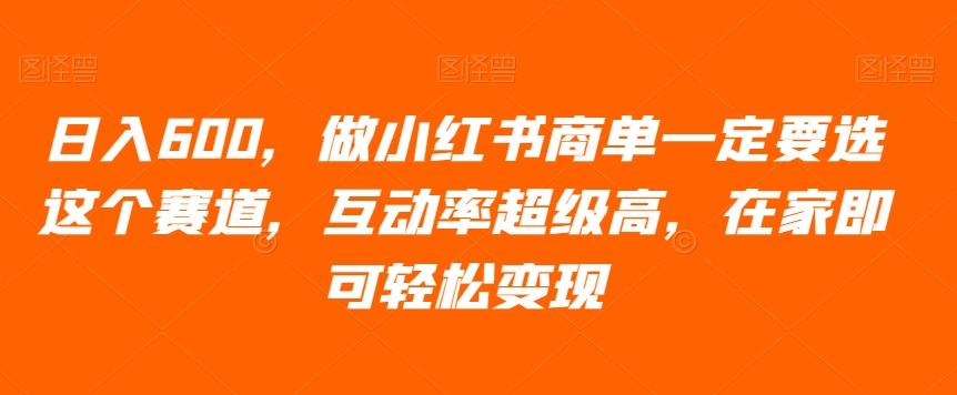 日入600，做小红书商单一定要选这个赛道，互动率超级高，在家即可轻松变现-泱泱学习社