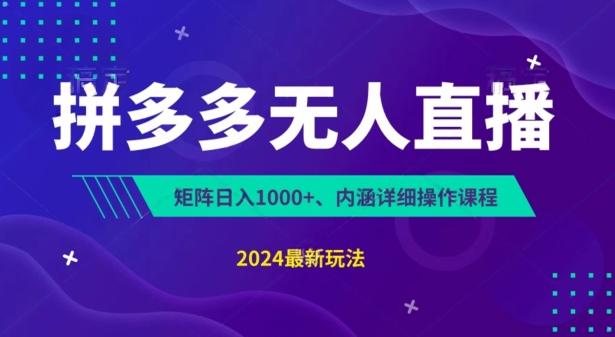 拼多多无人直播不封号，0投入，3天必起，无脑挂机，日入1k+【揭秘】-泱泱学习社