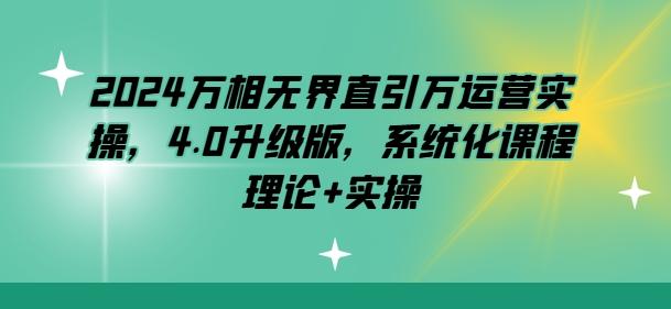 2024万相无界直引万运营实操，4.0升级版，系统化课程 理论+实操-泱泱学习社