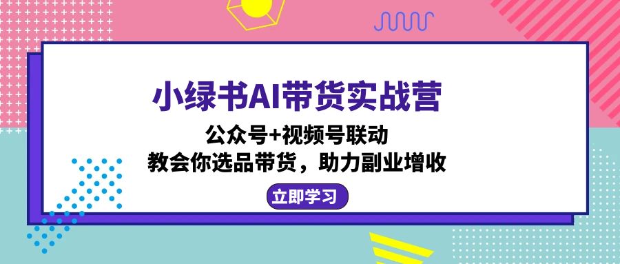 小绿书AI带货实战营：公众号+视频号联动，教会你选品带货，助力副业增收-泱泱学习社