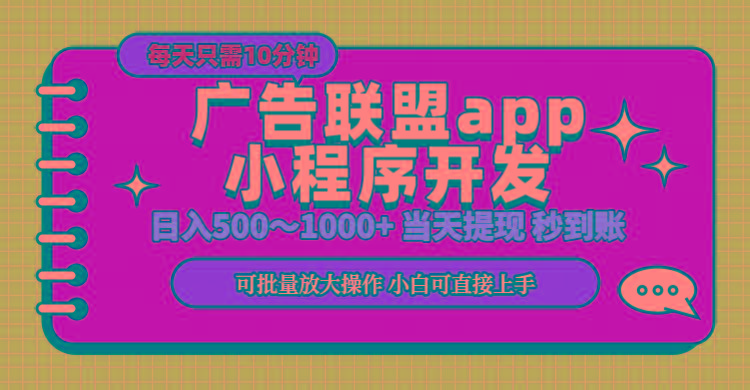 小程序开发 广告赚钱 日入500~1000+ 小白轻松上手！-泱泱学习社