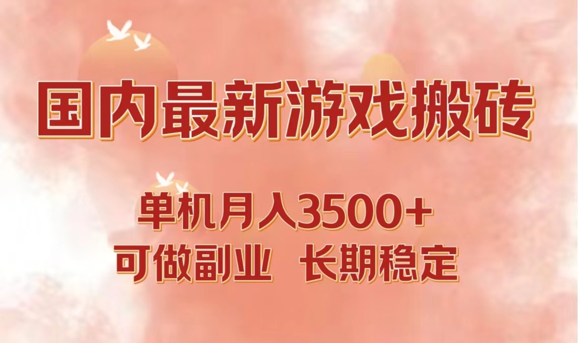 国内最新游戏打金搬砖，单机月入3500+可做副业 长期稳定-泱泱学习社