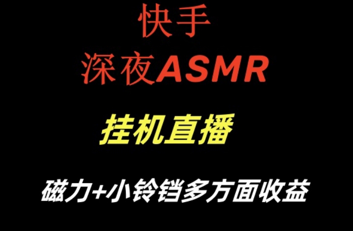 快手深夜ASMR挂机直播，磁力+小铃铛收益(附带工具和5G素材)【揭秘】-泱泱学习社