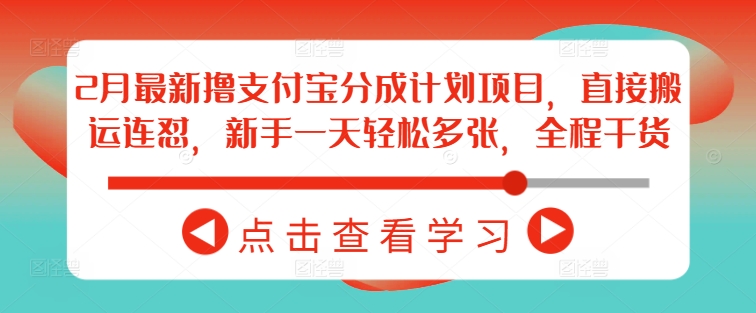 2月最新撸支付宝分成计划项目，直接搬运连怼，新手一天轻松多张，全程干货-泱泱学习社