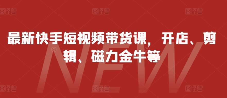 最新快手短视频带货课，开店、剪辑、磁力金牛等-泱泱学习社