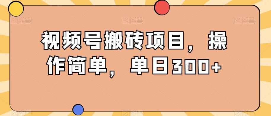 视频号搬砖项目，操作简单，单日300+-泱泱学习社