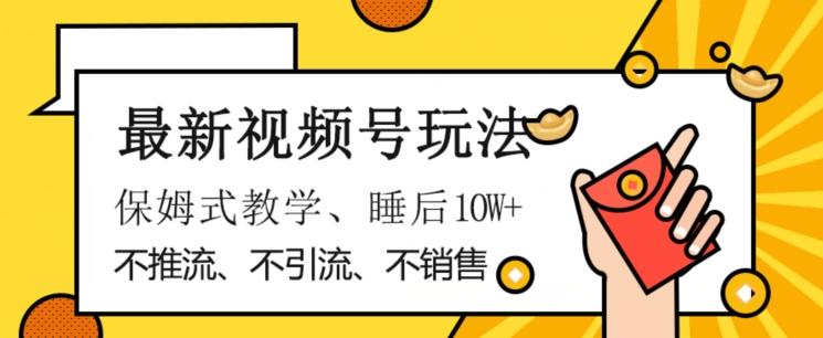 最新视频号玩法，不销售、不引流、不推广，躺着月入1W+，保姆式教学，小白轻松上手【揭秘】-泱泱学习社