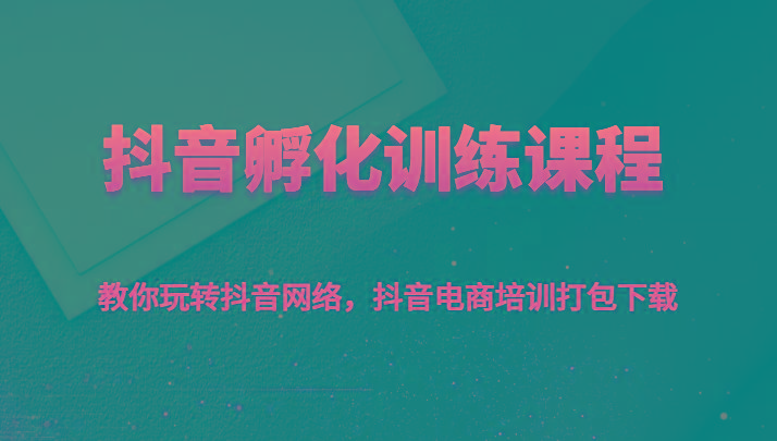 抖音孵化训练课程-教你玩转抖音网络，抖音电商培训打包下载-泱泱学习社