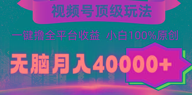 (9281期)视频号顶级玩法，无脑月入40000+，一键撸全平台收益，纯小白也能100%原创-泱泱学习社