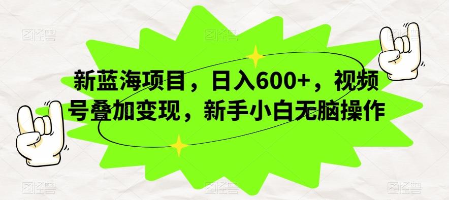 新蓝海项目，日入600+，视频号叠加变现，新手小白无脑操作【揭秘】-泱泱学习社