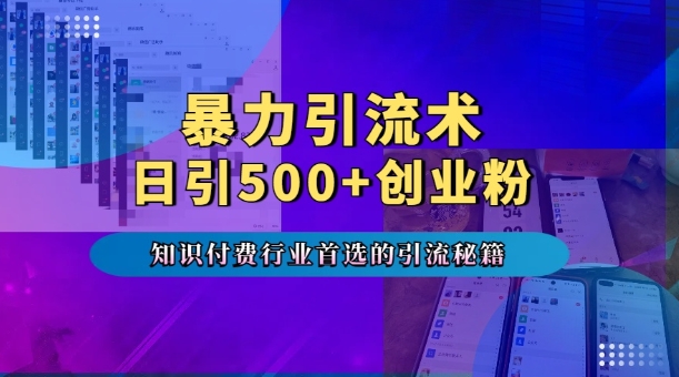 暴力引流术，专业知识付费行业首选的引流秘籍，一天暴流500+创业粉，五个手机流量接不完!-泱泱学习社