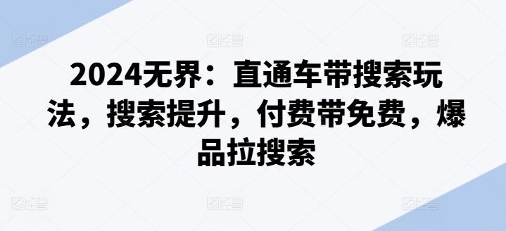 2024无界：直通车带搜索玩法，搜索提升，付费带免费，爆品拉搜索-泱泱学习社
