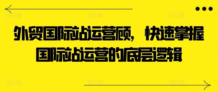 外贸国际站运营顾问，快速掌握国际站运营的底层逻辑-泱泱学习社