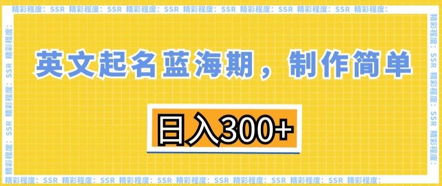 英文起名蓝海期，制作简单，日入300+【揭秘】-泱泱学习社